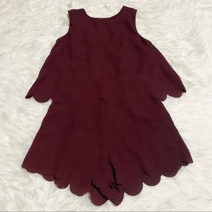 H&M Burgundy Scalloped Romper